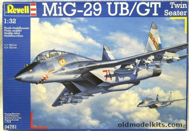 Revell 1/32 Mig-29 UB/GT Fulcrum Twin Seater - Luftwaffe Or Russian Air Force, 04751 plastic model kit